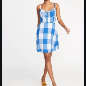 Fit & Flare Blue Gingham Cami Dress